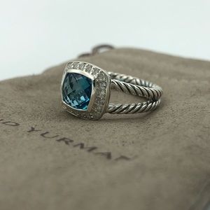 David Yurman Petite Albion Blue Topaz Ring Size 5